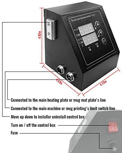 Heat Press Machine Control Box, Double Hole Digital Box LED Controller for 12 x 15Inch K-Type Heat Press Machine, Heat Transfer Sublimation Print