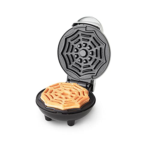 Dash Spiderweb Mini Waffle Maker! Halloween Waffle Maker Produces 4 Inch Waffles! Easy to Clean & Non-Stick Surfaces! Make Your Own Tasty Homemad