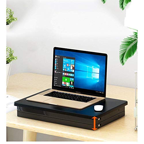 JJDNZ Compact & Solid Aluminum Standing Desk, Desktop Platform Height Adjustable w/Smooth Air Assist, Instant Sit Stand Converter & Dual Monitor