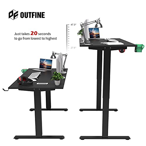 OUTFINE Heavy Duty Dual Motor Height Adjustable Standing Desk Electric Dual Motor Home Office Stand Up Computer Workstation with Splice Board (Bl