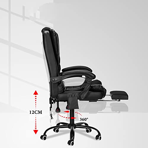 LXXSH Adjustable Massage Office Chair Reclining High Back Chair Big Tall Leather Ergonomic Swivel Chair with Footrest