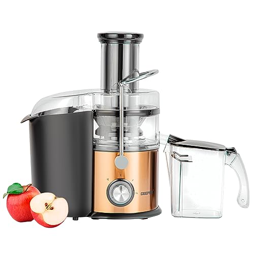 Geepas Juice Extractor, Centrifugal Juicer Machine - Whole Fruit & Vegetable Juicer - Stainless Steel Body & Extra Filter Basket - 75MM Wide Mout