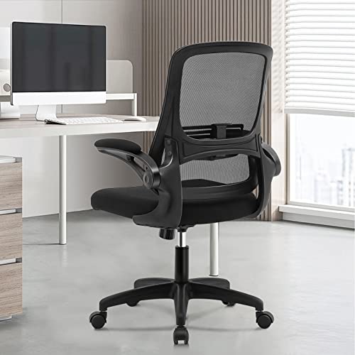RYANGEL Desk Chair, Ergonomic Office Chair with Adjustable Lumbar Support & Flip-Up Arms, Home Office Computer Chair, Swivel Executive Task Chair