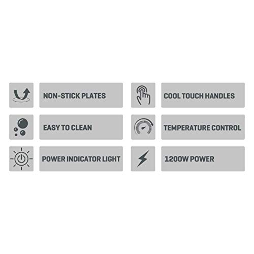Daewoo SDA1572GE 180° Health Grill with Cool Touch Handle, Use Open or Closed, Automatic Temperature Control, Non-Stick, Easy Clean, Cord Wrap St