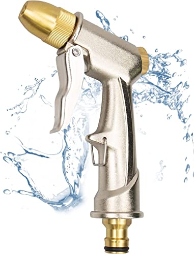 XCDMJ Garden Hose Spray Gun with Full Brass Nozzle 100% Heavy Duty Metal Water Gun Sprinkler High Pressure Water Hose Pipe Spray Gunzinc Alloy Me