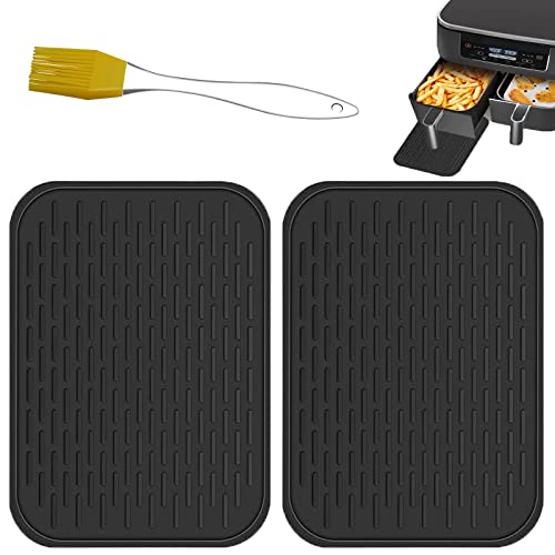 Heat Resistant Mat Compatible with Ninja AF300UK DZ201 Dual Air Fryer Gekufa Silicone Air Fryer Heat Mat Air Fryer Accessories with Oil Brush