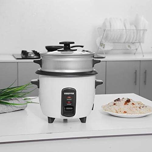 Geepas 350W Rice Cooker & Steamer with Keep Warm Function, 0.6L | Automatic Cooking, Non-Stick Inner Pot | Make Rice & Steam Healthy Vegetables |