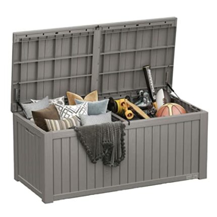 EAST OAK 150 Gallon Large Deck Box, Outdoor Storage Box with Padlock for Patio Furniture, Patio Cushions, Gardening Tools, Pool Supplies, Waterpr