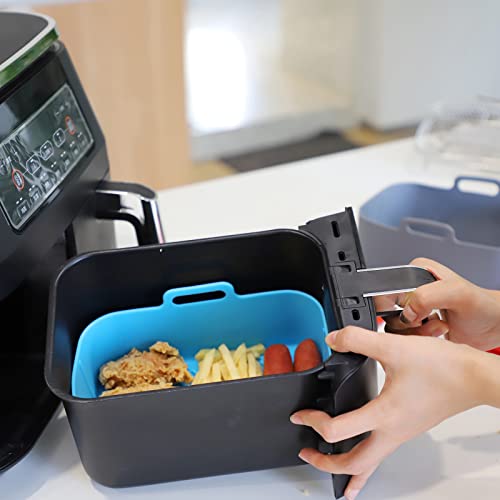 CUTIECLUB Silicone Pot for Ninja Foodi AF300UK, AF400UK & 7.6L-9.5L or Larger Dual Air Fryer, Food Safe Reusable Air Fryer Liner Basket Rectangle