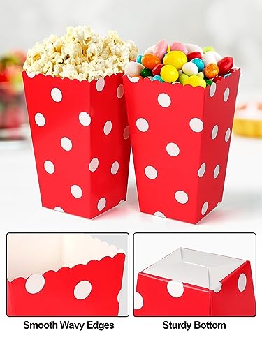 Furuising 40Pcs Mini Popcorn Boxes, Red Popcorn Bags for Party, Reusable Small Popcorn Box, Paper Candy Containers Bucket for Movie Night Birthda
