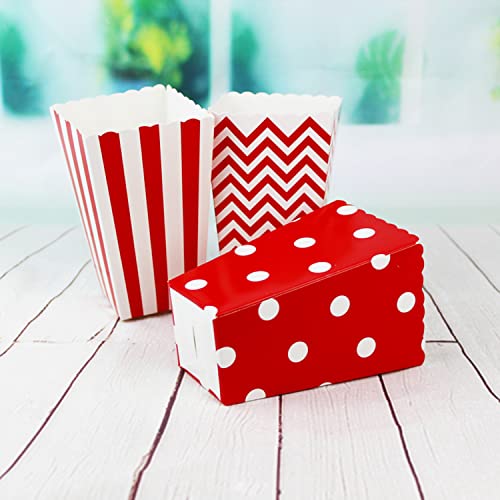 24 Pcs Popcorn Carton, Popcorn Bag, Striped Popcorn Bucket, Sweets Carton, Striped Party Box for Movie Nights And Holiday Parties