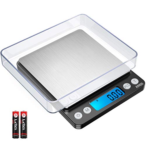 ORIA Pocket Scale, Mini Jewelry Scale, Digital Kitchen Scales with Backlit, 2 Trays, Tare and PCS Features, 500g/0.01g Portable Cooking Food Scal
