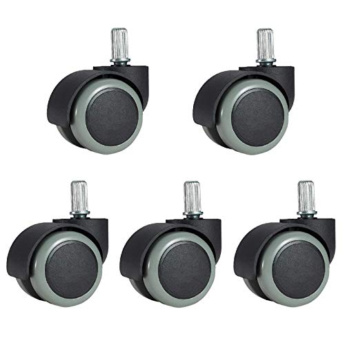 SKOAJAS Plate Casters 48mm Universal Office Chair Caster Wheels,Swivel Chair Wheels in Polyurethane,Casters for Hard Floors,Replaceable Furniture