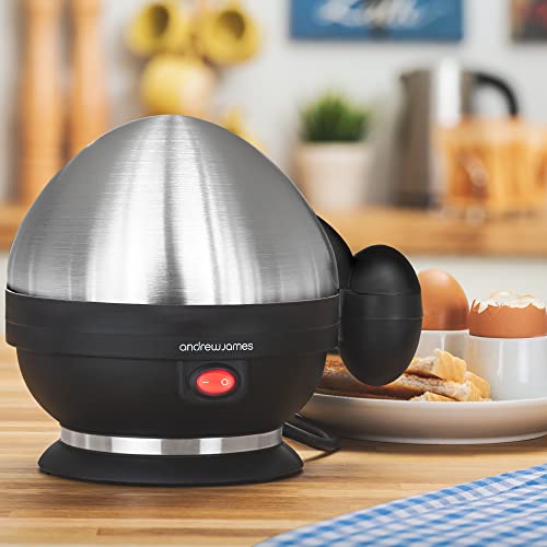 Andrew James Egg Boiler Poacher Electric Cooker with Steamer Attachment for Perfect Soft and Hard Boiled Eggs | up to 7 Egg Capacity | Water Meas