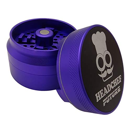 Headchef Future 4 Piece Grinder with Sandblasted Finish, Metal Herb Grinder, 62mm (Silver)