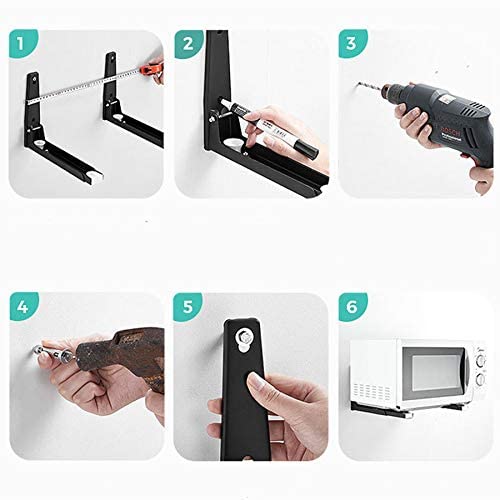 Eidoct 304 Stainless Steel Microwave Mount Bracket, Retrackable Foldable Microwave Oven Wall Mounted Stand Holder Rack Bracket for Home Kitchen A