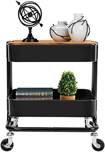 aasdf 2 Tier Rolling Cart Metal Utility Cart Easy Assemble Utility Serving Cart Sturdy Storage for Classroom Office Home Bedroom Bathroom,A2