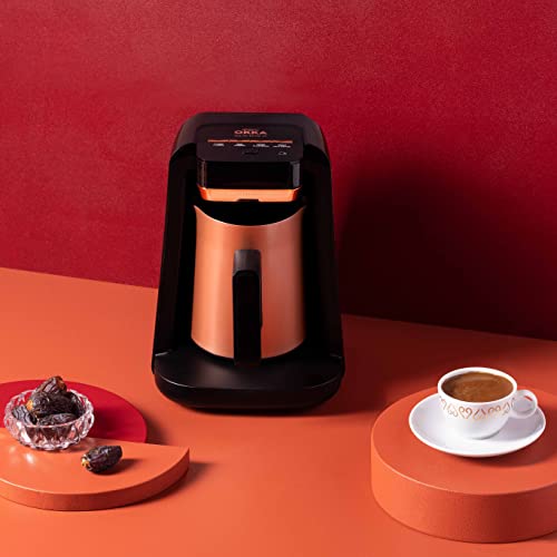 Arzum Okka Rich Automatic Turkish Coffee and Hot Beverage Maker, Velvetiser, 5 cups, Black/Copper