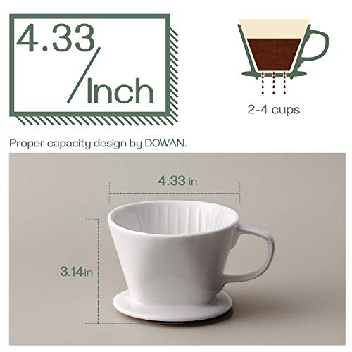 DOWAN Pour Over Coffee Dripper, Non Electric Pour Over Coffee Maker, Porcelain Slow Brewing Accessories for Home, Café, Restaurants, Easy Manual