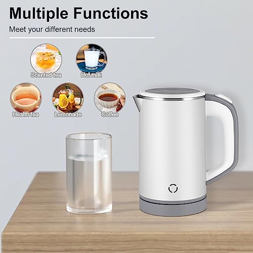 Electric Kettle, 800ML Travel Kettle Lightweight Small Kettle,5 Minutes Fast Boiling, Cordless Portable Kettle, Mini Camping Kettle,Stainless Ste