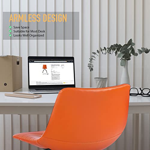 Leather Office Chair Desk Chair Set of 2, Armless Office Chair Computer Chair 360° Swivel Task Chair for Home Office Conference or Home Study or