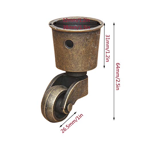 SKOAJAS Plate Casters Solid Bronze Castor Wheels,Round Cup Furniture Caster,360 Degree Rotating Swivel Casters,Sofa Chair Furniture Castors,Do Ol