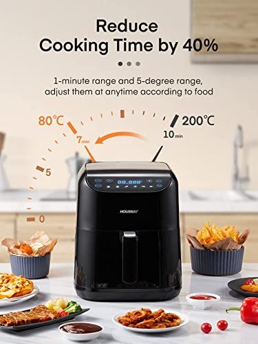 HOUSNAT Air Fryer, 1700W 5.5L Large Air Fryer Oven for Family, Presets to Bake, Roast, Reheat, LED One Touch Screen, Timer & Adjustable Temperatu