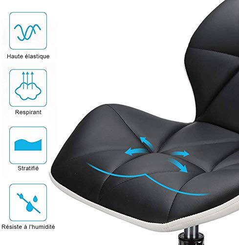 RZiioo Office Chair, PU Leather Desk Chair for Home Adjustable Height Swivel Chair Comfy Padded Computer Chair with Chrome Base Home Office Furni