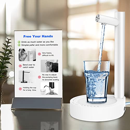 Desktop Water Dispenser, Yimidear Portable Electric Water Pump for 5 Gallon & Universal Bottles, Intelligent USB Charging Water Bottle Dispenser