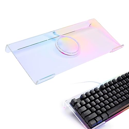 KUWAI Acrylic Clear Keyboard Tray Holder, LED Backlit Keyboard Riser, LED Clear Backlit Keyboard Tray, Acrylic PC Keyboard Stand, Computer Keyboa
