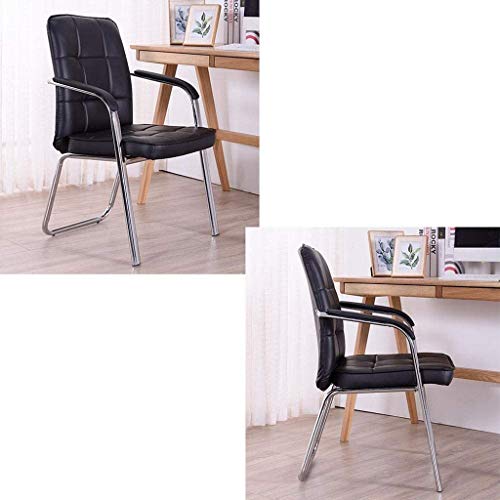 N/A Classic Leather Office Desk Guest Chair with Metal Frame, Comfortable and Breathable, Black