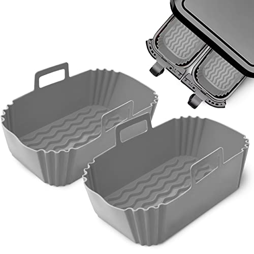 Silicone Pot for Ninja Dual Air Fryer - Set of 2 | Silicone Air Fryer Liners Reusable for Double Air Fryer, Dual Air Fryer Basket | Ninja Air Fry
