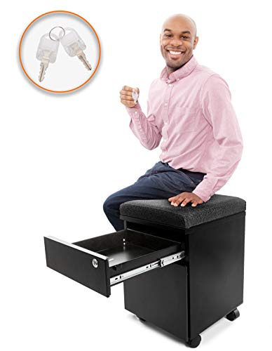 Stand Steady Vert | Rolling File Cabinet | 2 Drawer Mobile File Cabinet with Locking Storage | Small Filing Cabinet with Cushion Top for an Extra