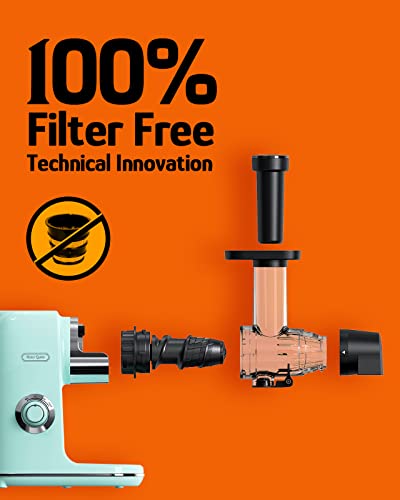 Hazel Quinn Masticating Juicer, Slow Cold Press Juicer Machines for Fruit and Vegetable, Filter-Free for Easy to Clean, 2-Speed Modes & Reverse F