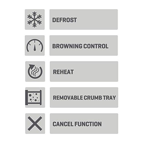 DAEWOO SDA1710GE Balmoral Plastic Toaster with Electronic Timer Dial, Cancel, Defrost & Reheat, Easy Cleam Removable Crumb Tray and Movable Steel