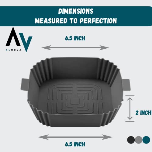 ALMOVA Silicone Air Fryer Liner 2 PCS Reusable Airfryer Silicone Liner 7.8" 19.8 cm Ninja Air Fryer Accessories Replacement for Parchment Papers