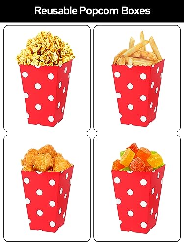 Furuising 40Pcs Mini Popcorn Boxes, Red Popcorn Bags for Party, Reusable Small Popcorn Box, Paper Candy Containers Bucket for Movie Night Birthda