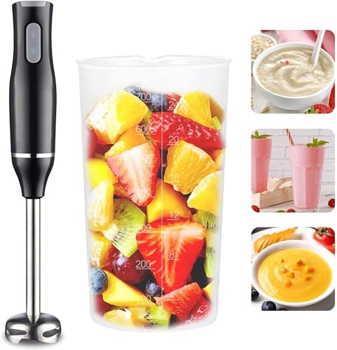 Immersion Stick Hand Blender with Stainless Steel Blades, 400W Powerful Electric Ice Crushing 2-Speed Control Handheld Food Mixer,700ML Measuring