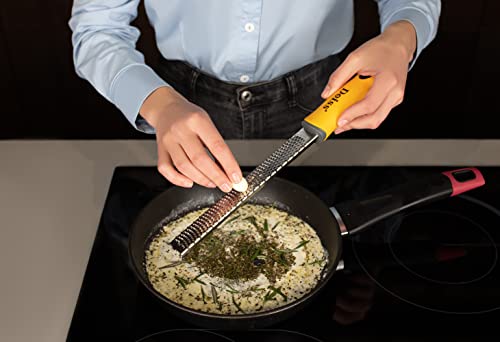 Deiss PRO Citrus Zester & Cheese Grater — Parmesan Cheese Lemon, Ginger, Garlic, Nutmeg, Chocolate, Vegetables, Fruits - Razor-Sharp Stainless St