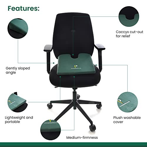 Posturite Coccyx Cut-Out Wedge - Home, Office and Car Lumbar Support Seat Cushion - For Tailbone and Sciatica Relief