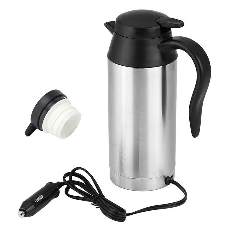 Digital Tec 12 Volt 600ml Stainless Steel Portable Travel Kettle for Car with Sealed Rubber Band, Car Heating Cup for Hot Water, Coffee,Travel,Ho