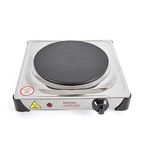 KitchenPerfected 1500W Single Hotplate / Cast Iron / Variable Heat Settings / Overheat Protection / Corrosion Resistant / Power Indicator / Non S