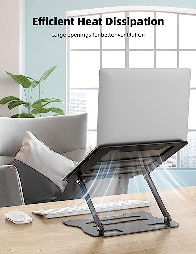 Rupoku Adjustable Laptop Stand, Ergonomic Laptop Riser Heat Vent Computer Stand for Desk, Foldable Portable Tablet Notebook Holder for MacBook Pr