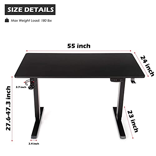 OUTFINE Heavy Duty Dual Motor Height Adjustable Standing Desk Electric Dual Motor Home Office Stand Up Computer Workstation with Splice Board (Bl