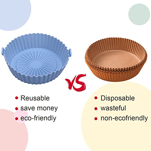 FANTESI 2 Pcs Air Fryer Silicone Liner, 6.3 Inch Round Silicone Baking Pan Air Fryer Paper Liners Replacement Round Silicone Mats Air Fryer Baske