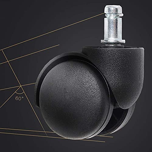 TWDYC 2 Pcs 2 Inch Stem Universal Mute Black Caster Nylon Wheel Executive Chair Office Chair Swivel Rollers 360 Degree