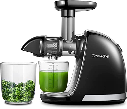 AMZCHEF Juicer Machines - Cold Press Slow Juicer - Masticating Juicer for Whole Fruits and Vegetables - Delicate Chew No Need to Filter - BPA Fre