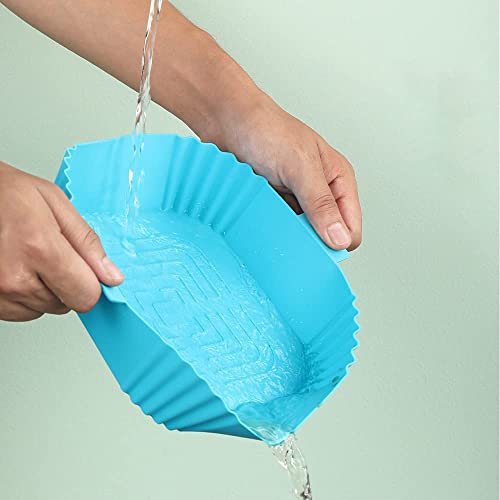 Air Fryer Silicone Pot Square Liners, Reusable Air Fryer Silicone Basket Baking Tray Air Fryer Silicone Grill Pan Baking Microwave Oven Tray High