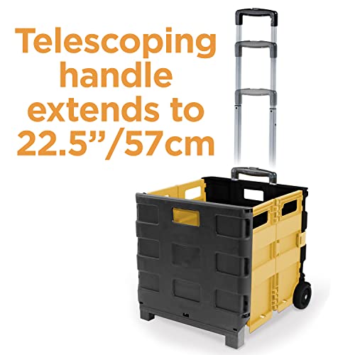 Inspired Living Ultra-Slim Rolling Collapsible Storage Pack-N-Roll Utility-carts, with Telescopic Handle, for Home, Garden, Shopping, Office, Sch