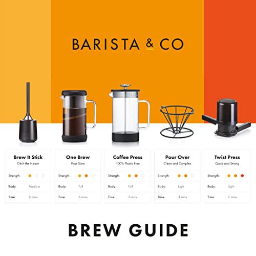 Barista & Co Brew It Stick Coffee & Tea Infuser - Plastic Reusable Coffee Strainer with Pot Holder - Light Grey Coffee and Tea Steeper with Nylon
